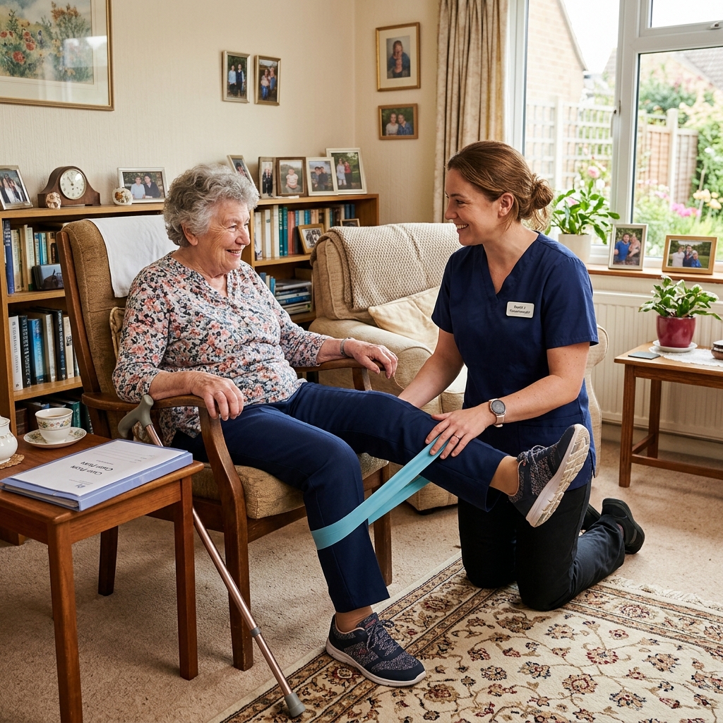 Dr Preeti explaining movement exercises to a patient